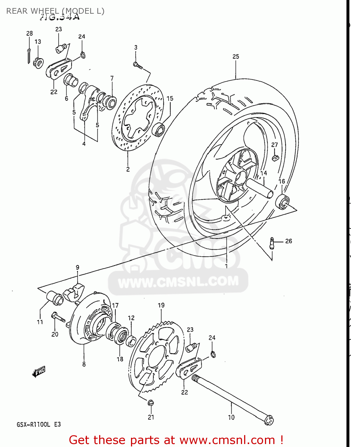 REAR WHEEL (MODEL L) GSXR1100 1990 (L) USA (E03)