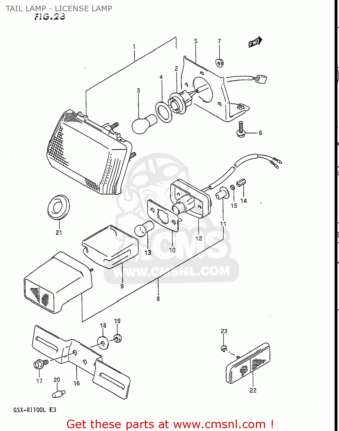 TAIL LAMP - LICENSE LAMP GSXR1100 1990 (L) USA (E03)