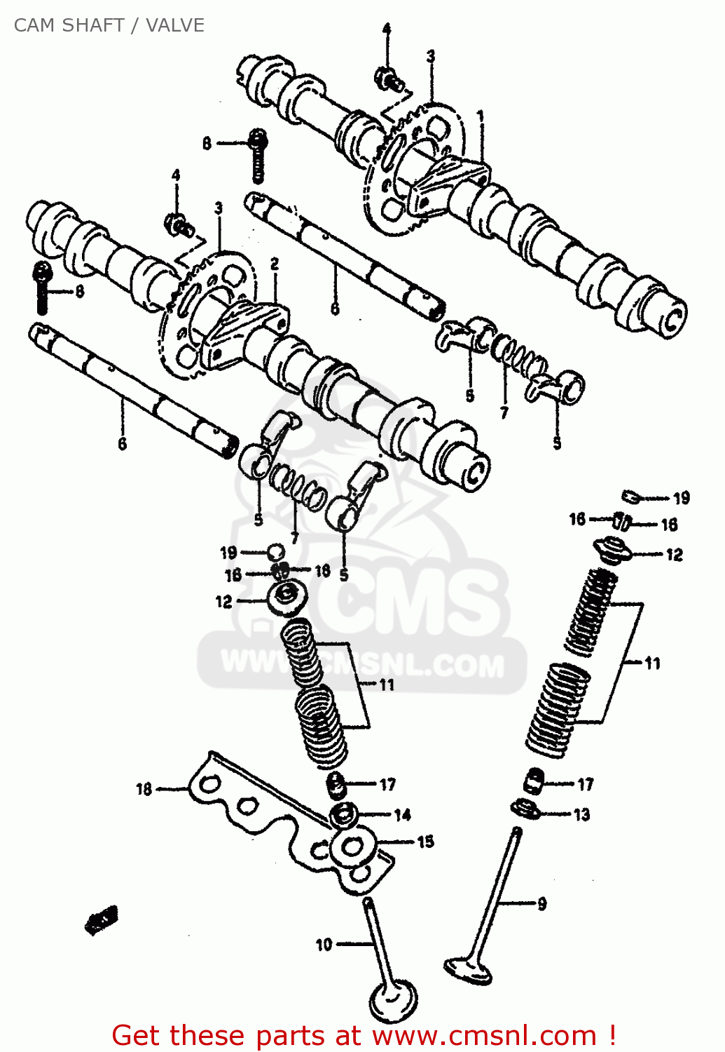 CAM SHAFT / VALVE GSXR1100 1991 (M) (E01 E02 E04 15 16 17 18 21 22 24 25 34 39 53)