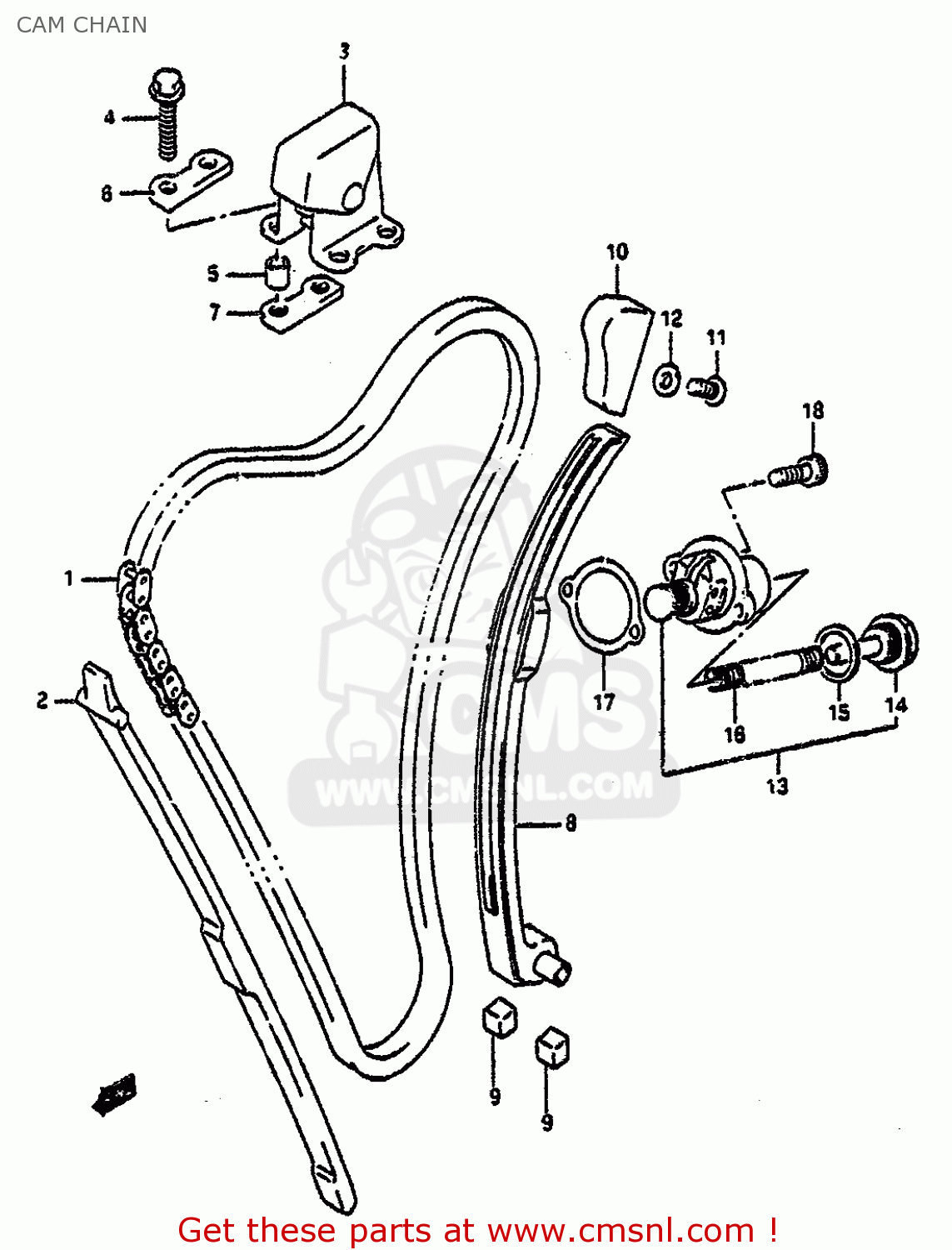 CAM CHAIN GSXR1100 1991 (M) (E01 E02 E04 15 16 17 18 21 22 24 25 34 39 53)
