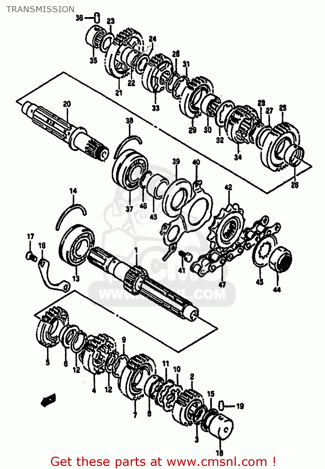 TRANSMISSION GSXR1100 1991 (M) (E01 E02 E04 15 16 17 18 21 22 24 25 34 39 53)