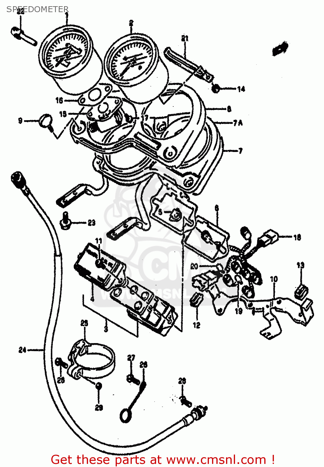 SPEEDOMETER GSXR1100 1991 (M) (E01 E02 E04 15 16 17 18 21 22 24 25 34 39 53)