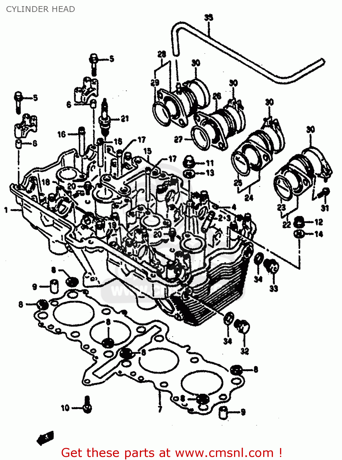 CYLINDER HEAD GSXR1100 1991 (M) (E01 E02 E04 15 16 17 18 21 22 24 25 34 39 53)