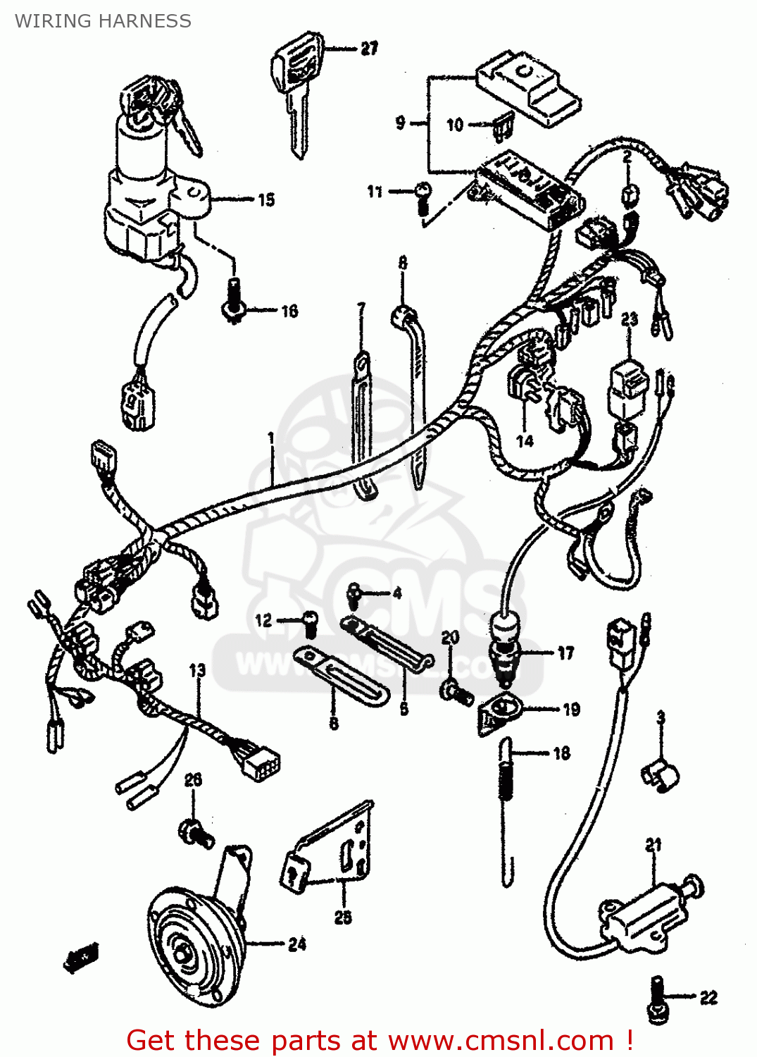 WIRING HARNESS GSXR1100 1991 (M) (E01 E02 E04 15 16 17 18 21 22 24 25 34 39 53)