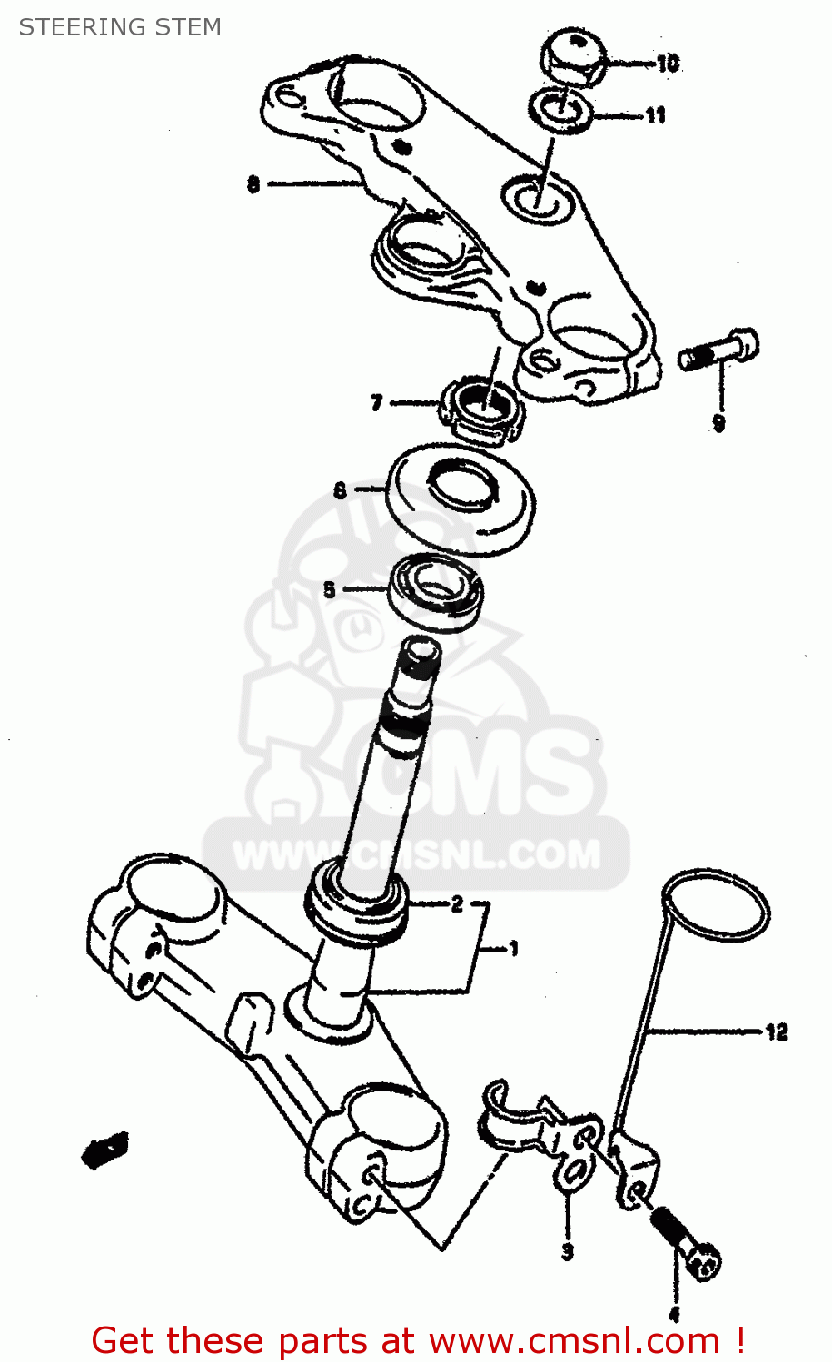 STEERING STEM GSXR1100 1991 (M) (E01 E02 E04 15 16 17 18 21 22 24 25 34 39 53)
