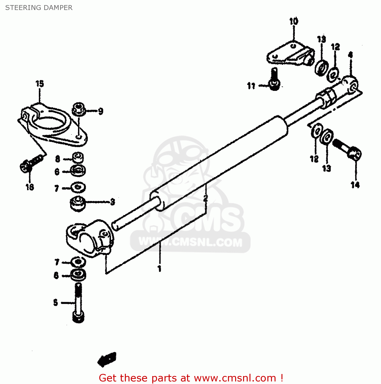 STEERING DAMPER GSXR1100 1991 (M) (E01 E02 E04 15 16 17 18 21 22 24 25 34 39 53)