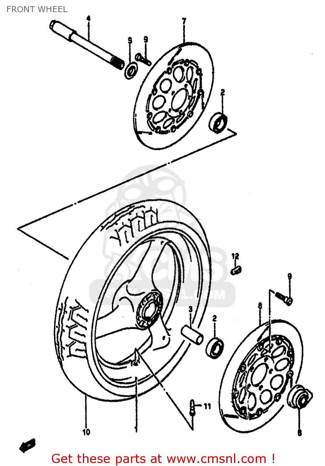 FRONT WHEEL GSXR1100 1991 (M) (E01 E02 E04 15 16 17 18 21 22 24 25 34 39 53)