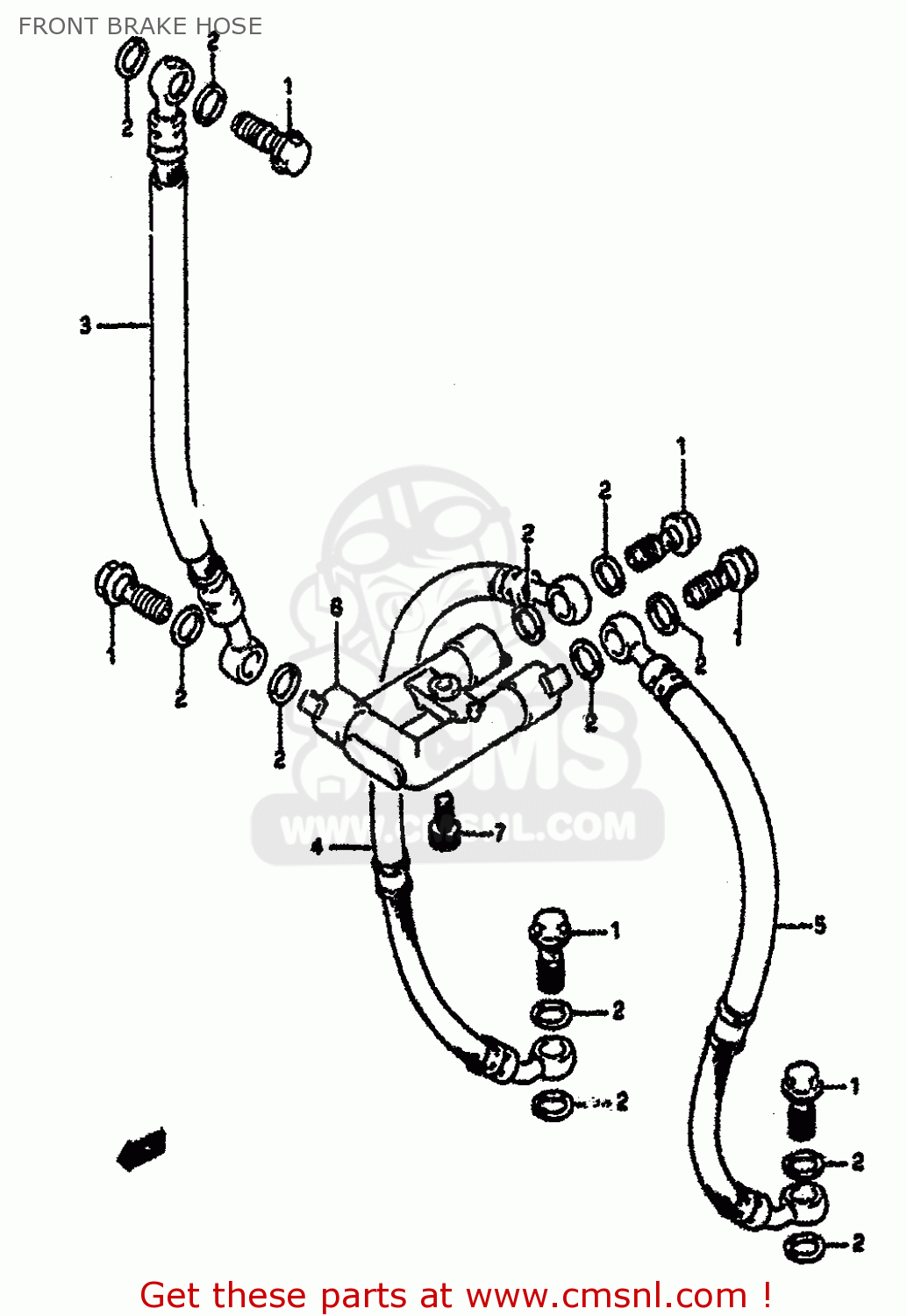FRONT BRAKE HOSE GSXR1100 1991 (M) (E01 E02 E04 15 16 17 18 21 22 24 25 34 39 53)