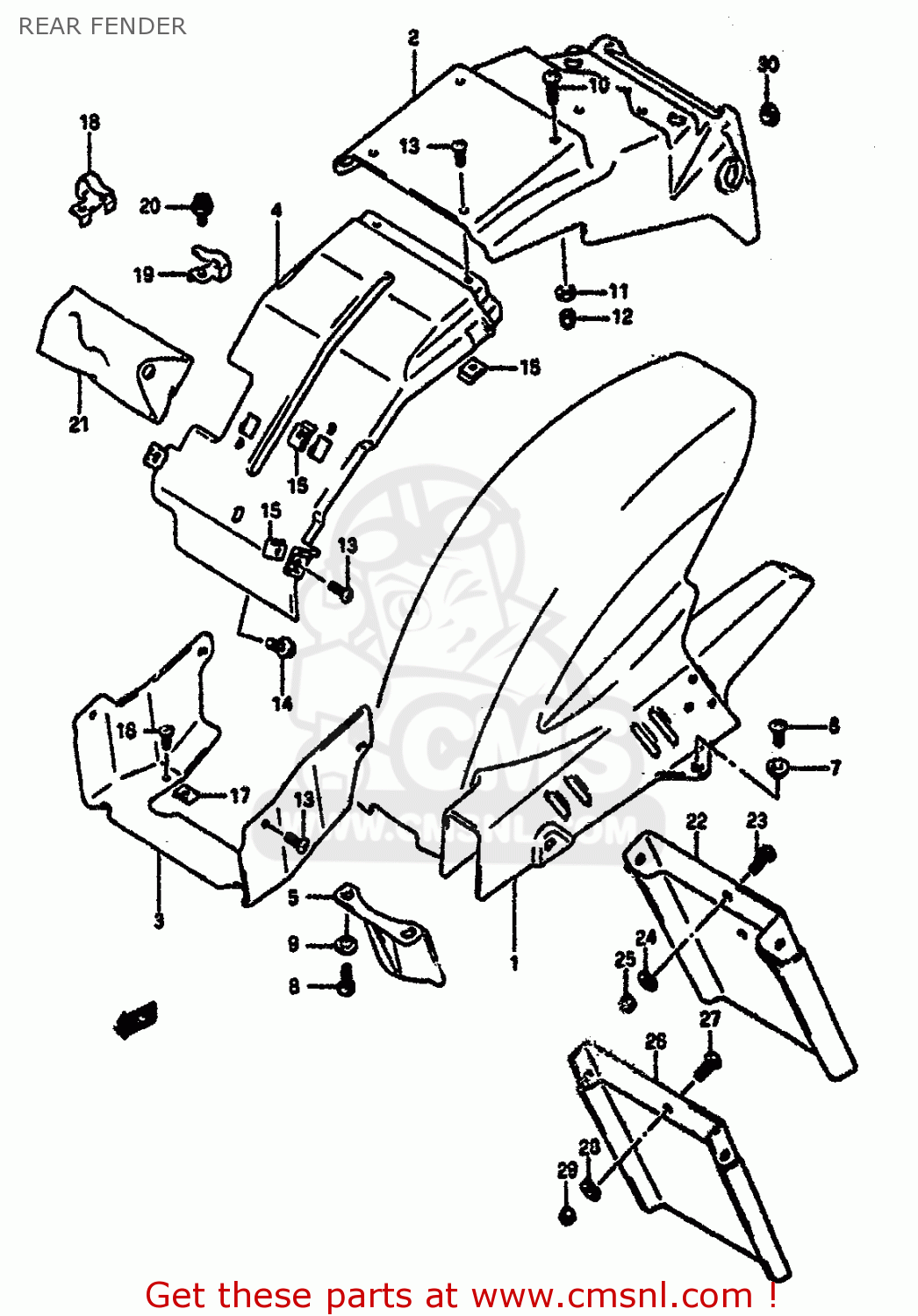 REAR FENDER GSXR1100 1991 (M) (E01 E02 E04 15 16 17 18 21 22 24 25 34 39 53)