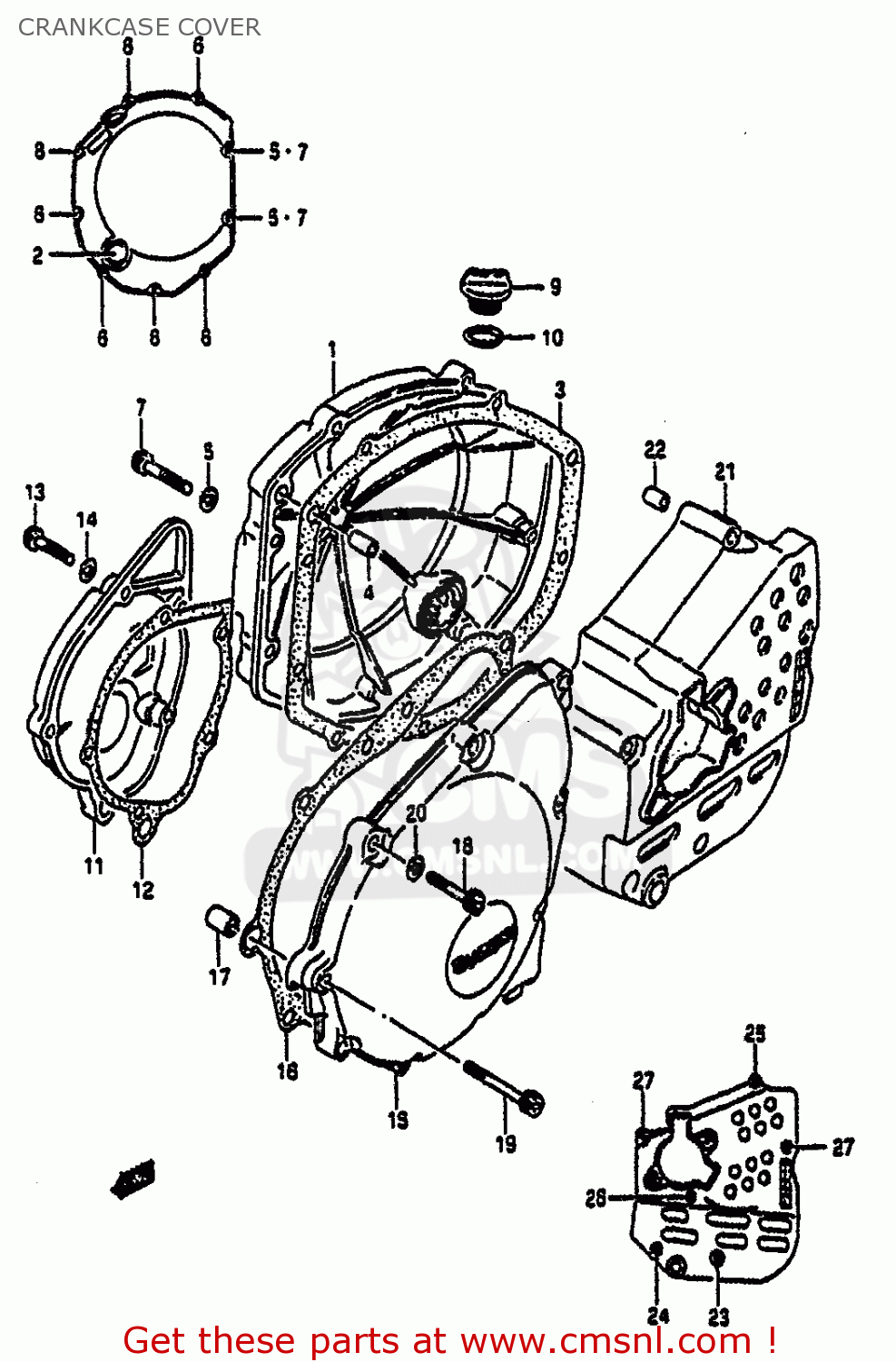 CRANKCASE COVER GSXR1100 1991 (M) (E01 E02 E04 15 16 17 18 21 22 24 25 34 39 53)