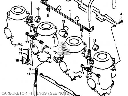 CARBURETOR FITTINGS (SEE NOTE) - GSXR1100 1991 (M) (E01 E02 E04 15 16 17 18 21 22 24 25 34 39 53)