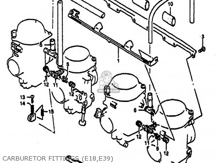 CARBURETOR FITTINGS (E18,E39) - GSXR1100 1991 (M) (E01 E02 E04 15 16 17 18 21 22 24 25 34 39 53)