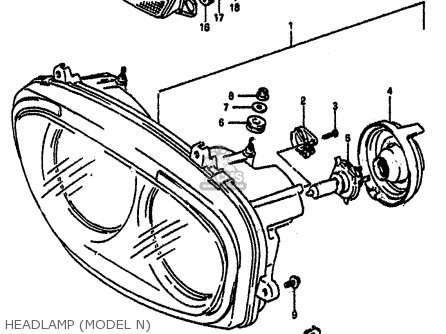 HEADLAMP (MODEL N) - GSXR1100 1991 (M) (E01 E02 E04 15 16 17 18 21 22 24 25 34 39 53)
