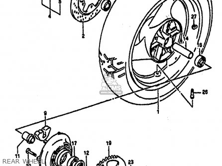 REAR WHEEL - GSXR1100 1991 (M) (E01 E02 E04 15 16 17 18 21 22 24 25 34 39 53)