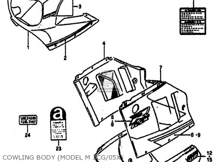 COWLING BODY (MODEL M 3CG/05X) - GSXR1100 1991 (M) (E01 E02 E04 15 16 17 18 21 22 24 25 34 39 53)