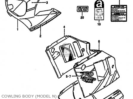 COWLING BODY (MODEL N) - GSXR1100 1991 (M) (E01 E02 E04 15 16 17 18 21 22 24 25 34 39 53)