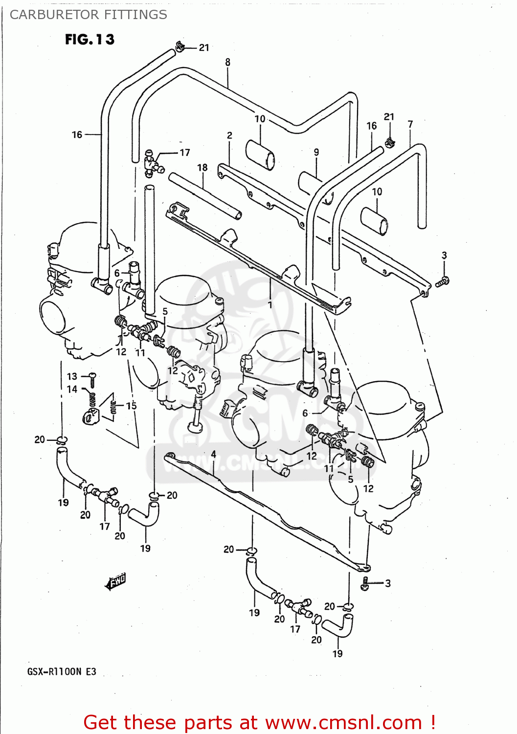 CARBURETOR FITTINGS GSXR1100 1991 (M) USA (E03)