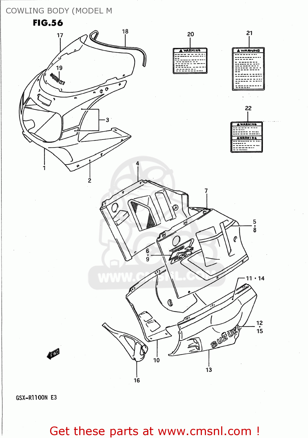 COWLING BODY (MODEL M GSXR1100 1991 (M) USA (E03)