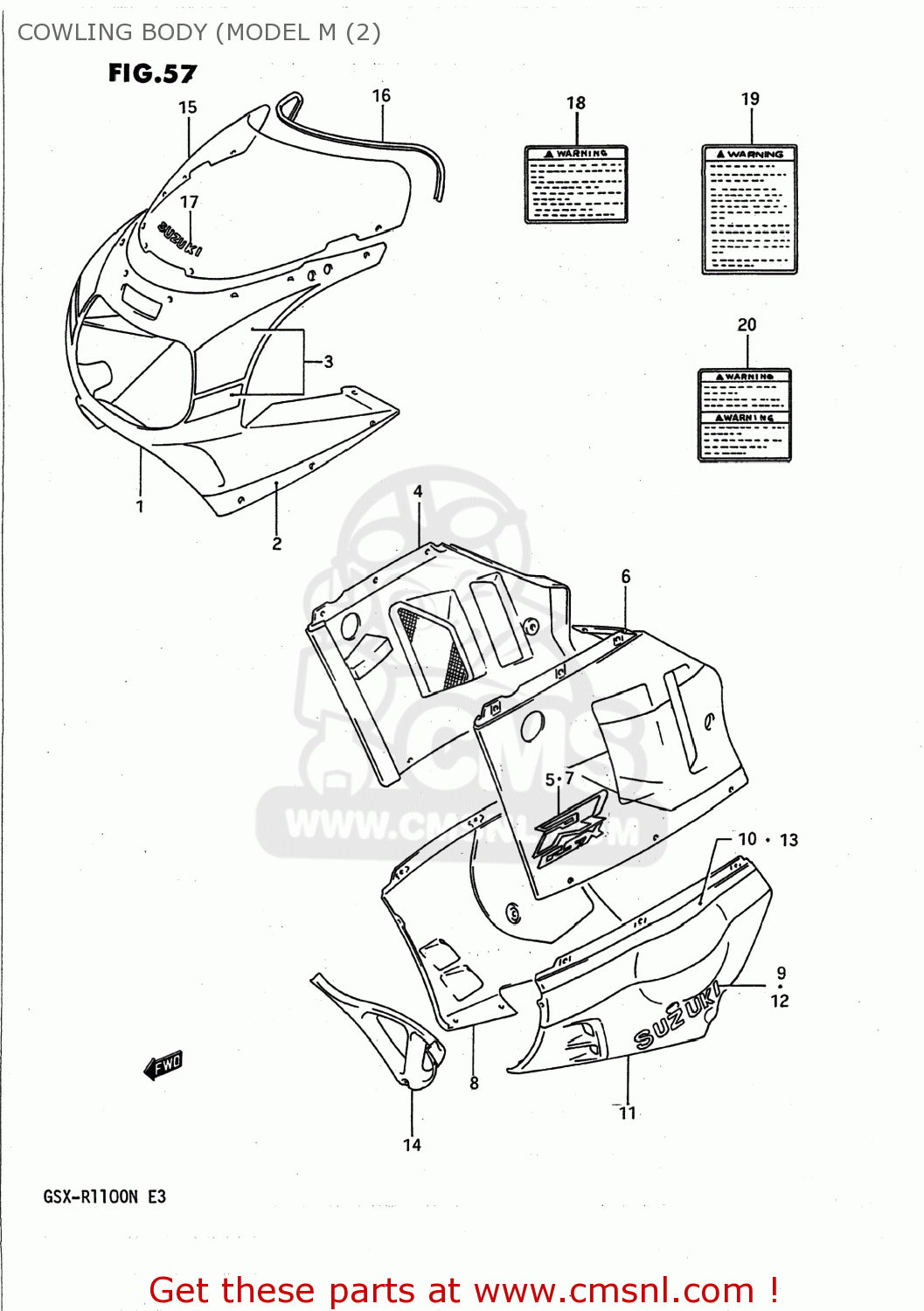COWLING BODY (MODEL M (2) GSXR1100 1991 (M) USA (E03)