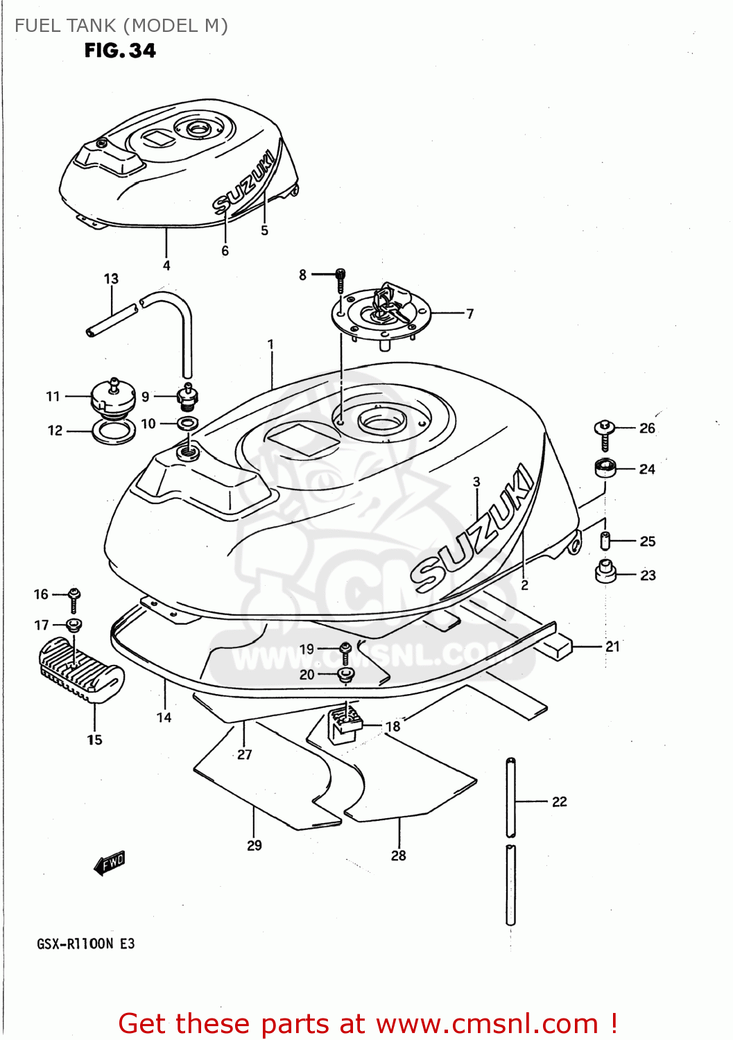 FUEL TANK (MODEL M) GSXR1100 1991 (M) USA (E03)
