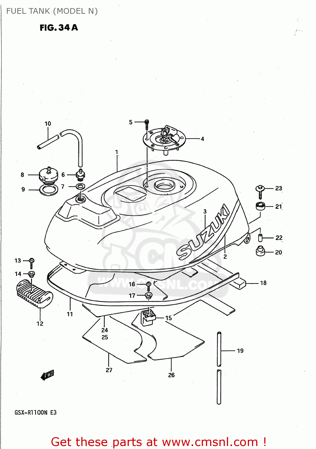 FUEL TANK (MODEL N) GSXR1100 1991 (M) USA (E03)