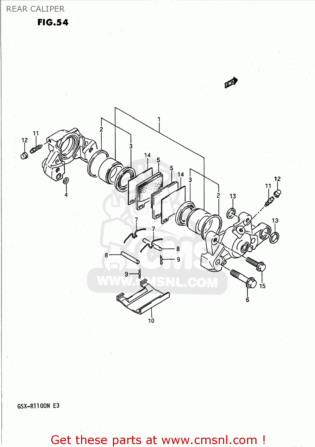 REAR CALIPER GSXR1100 1991 (M) USA (E03)