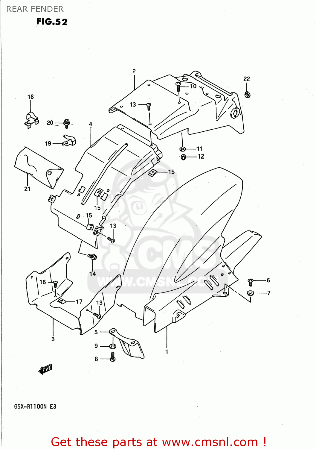 REAR FENDER GSXR1100 1991 (M) USA (E03)