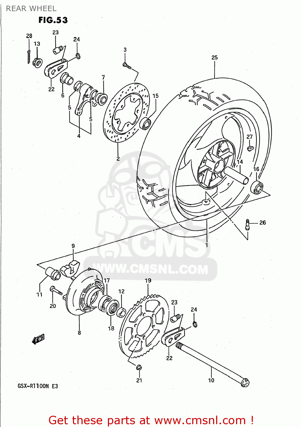 REAR WHEEL GSXR1100 1991 (M) USA (E03)