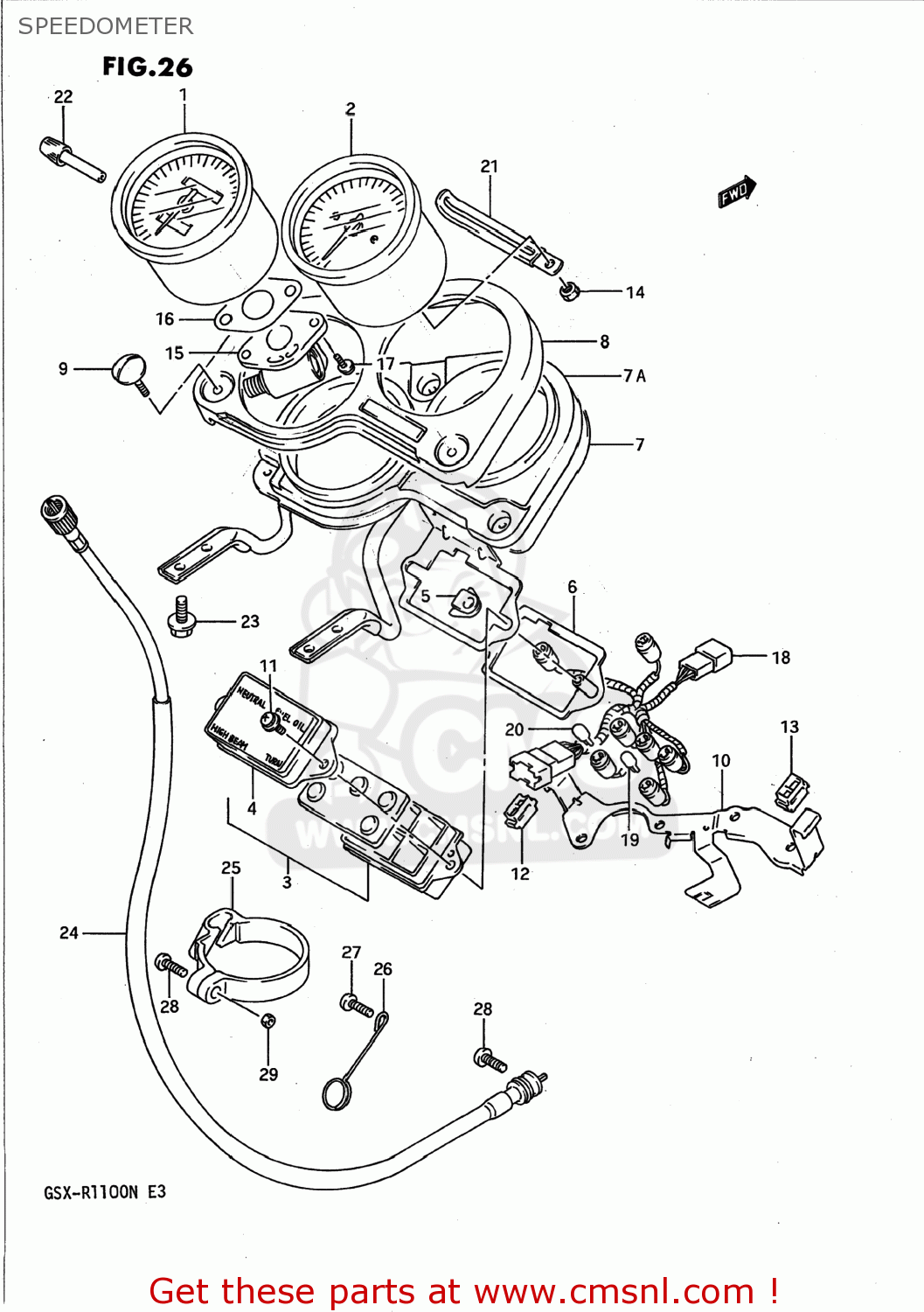 SPEEDOMETER GSXR1100 1991 (M) USA (E03)