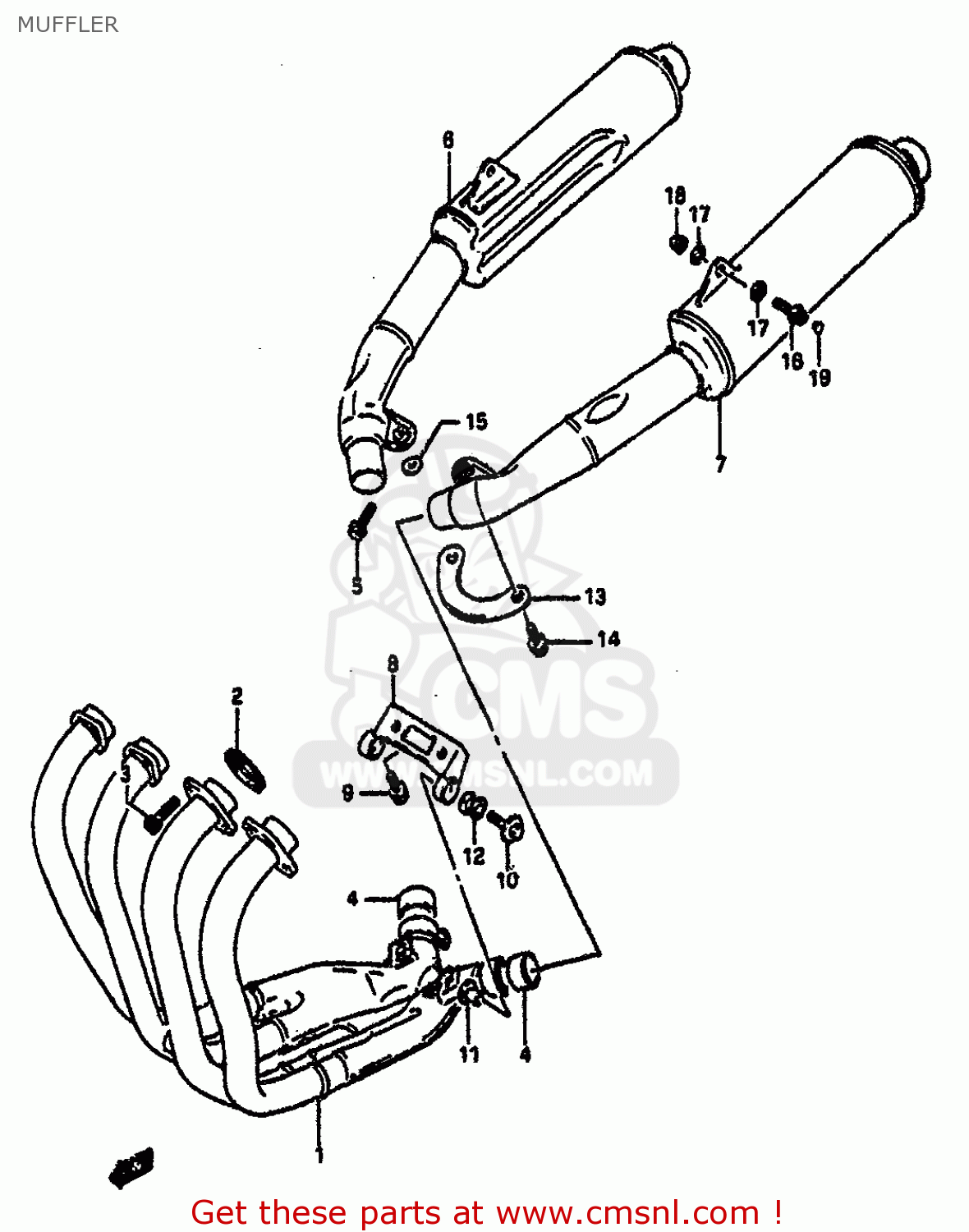 MUFFLER GSXR1100 1992 (N) (E01 E02 E04 15 16 17 18 21 22 24 25 34 39 53)