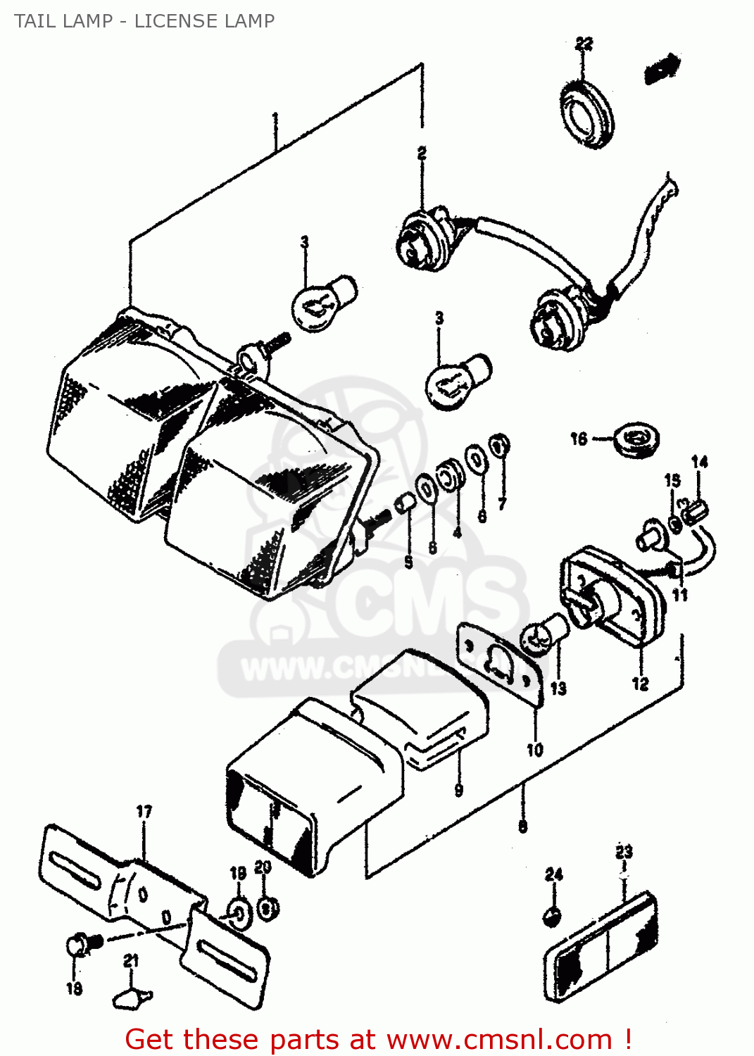 TAIL LAMP - LICENSE LAMP GSXR1100 1992 (N) (E01 E02 E04 15 16 17 18 21 22 24 25 34 39 53)