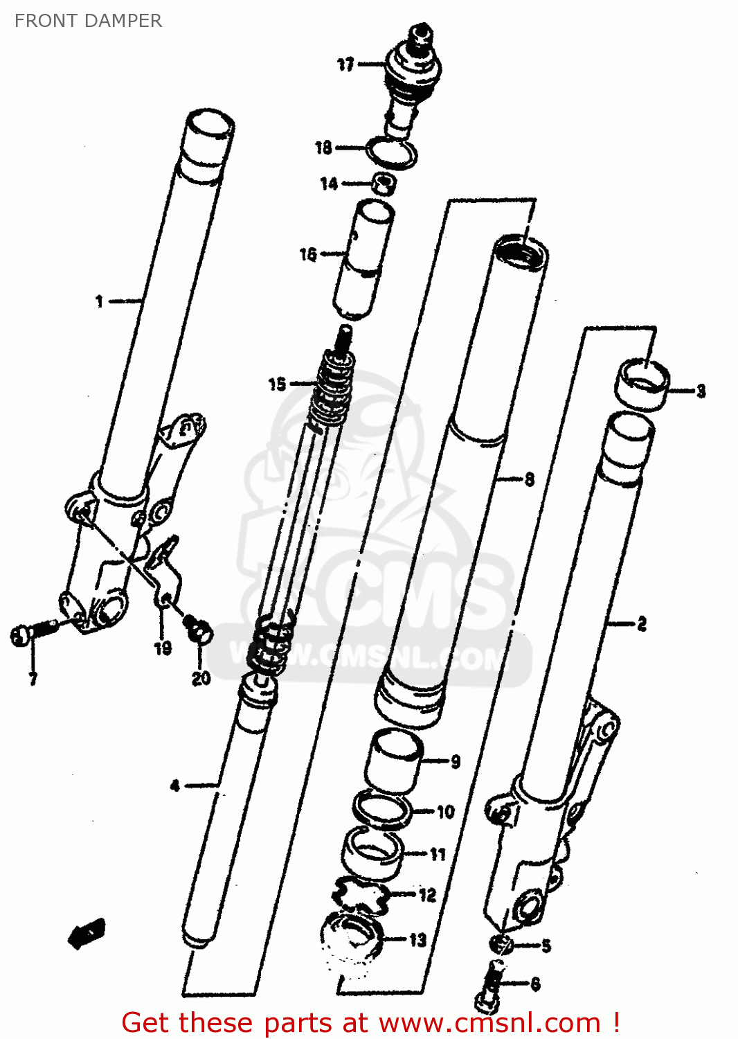 FRONT DAMPER GSXR1100 1992 (N) (E01 E02 E04 15 16 17 18 21 22 24 25 34 39 53)