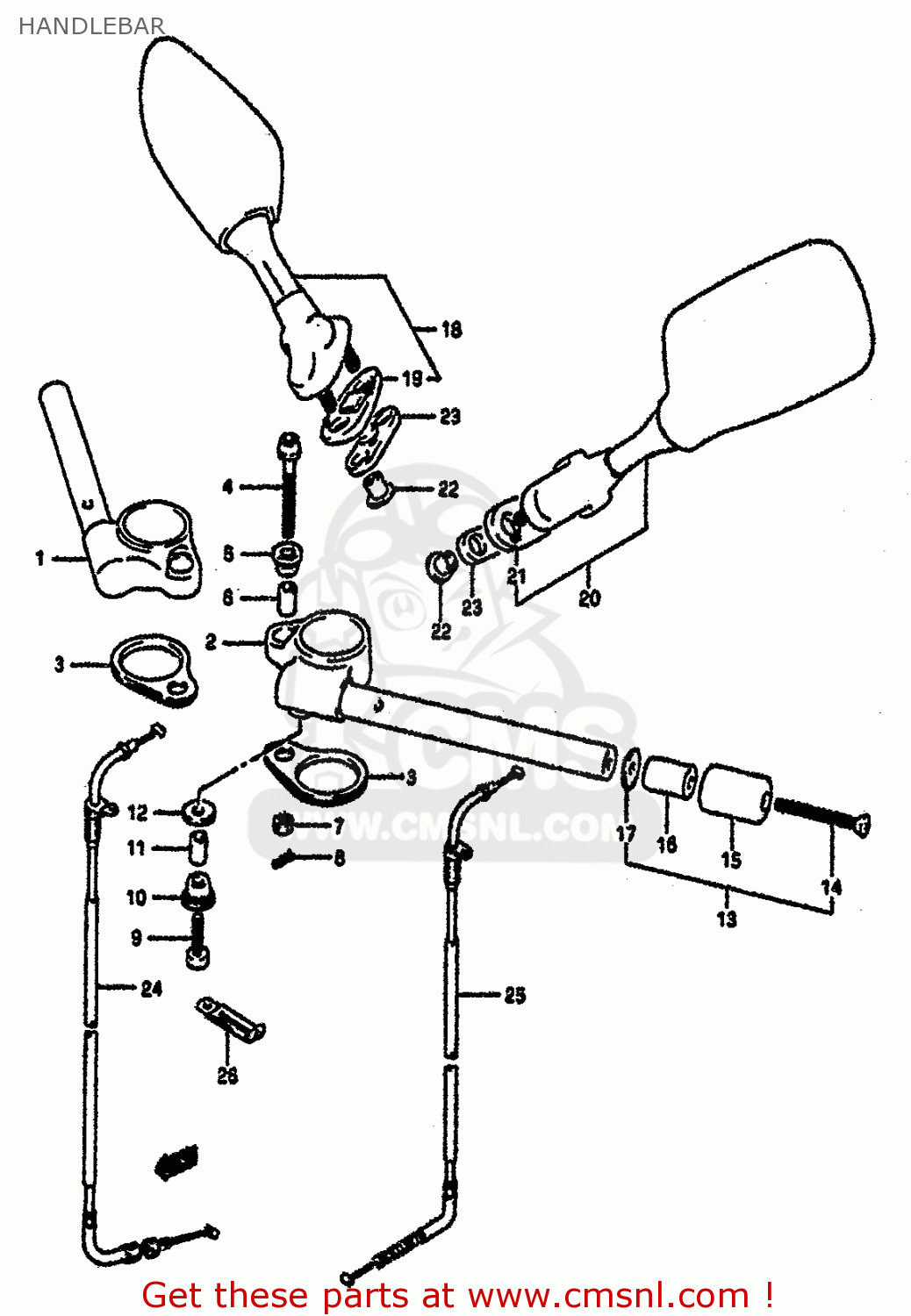 HANDLEBAR GSXR1100 1992 (N) (E01 E02 E04 15 16 17 18 21 22 24 25 34 39 53)
