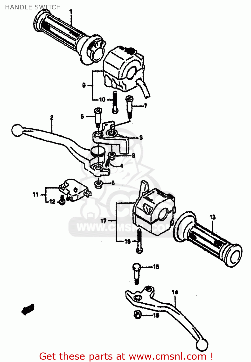 HANDLE SWITCH GSXR1100 1992 (N) (E01 E02 E04 15 16 17 18 21 22 24 25 34 39 53)