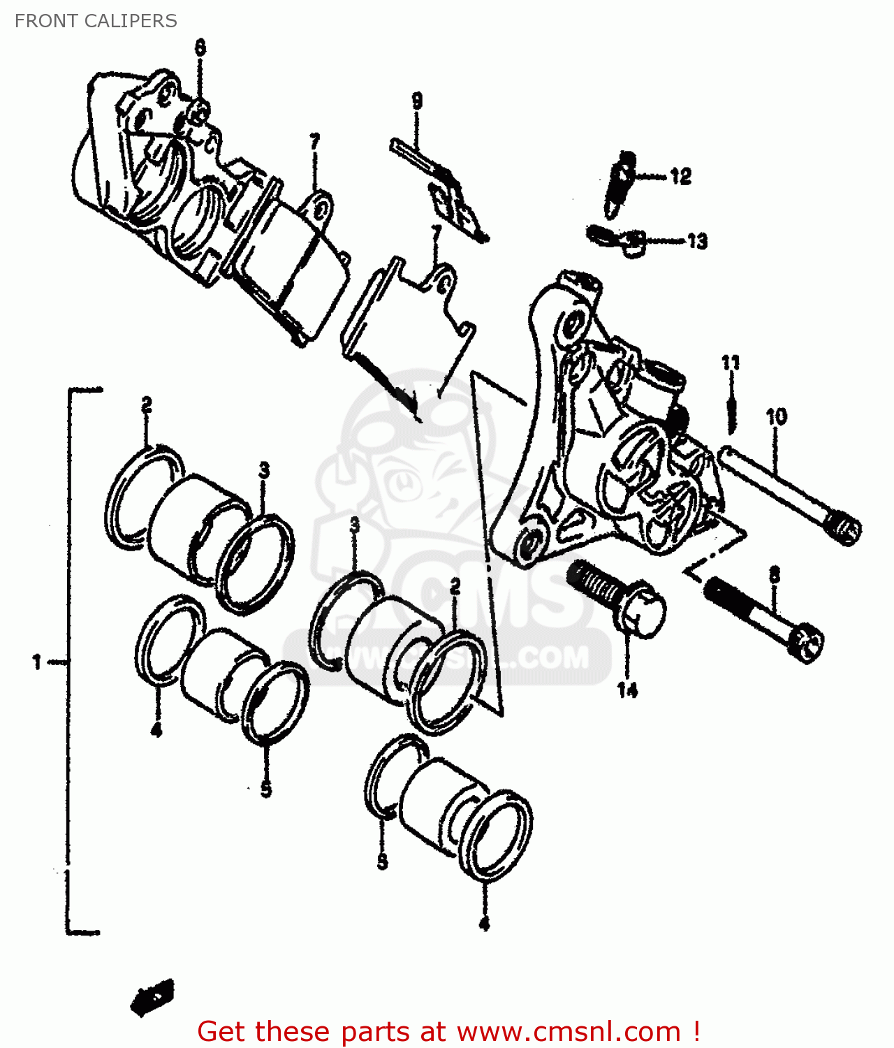 FRONT CALIPERS GSXR1100 1992 (N) (E01 E02 E04 15 16 17 18 21 22 24 25 34 39 53)