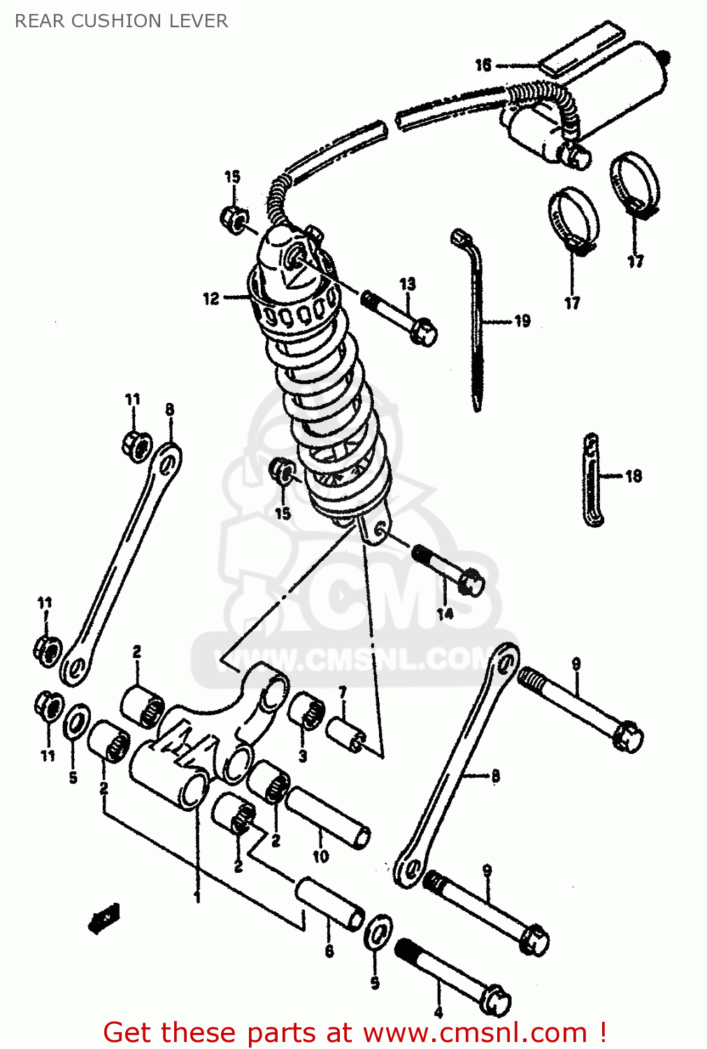 REAR CUSHION LEVER GSXR1100 1992 (N) (E01 E02 E04 15 16 17 18 21 22 24 25 34 39 53)