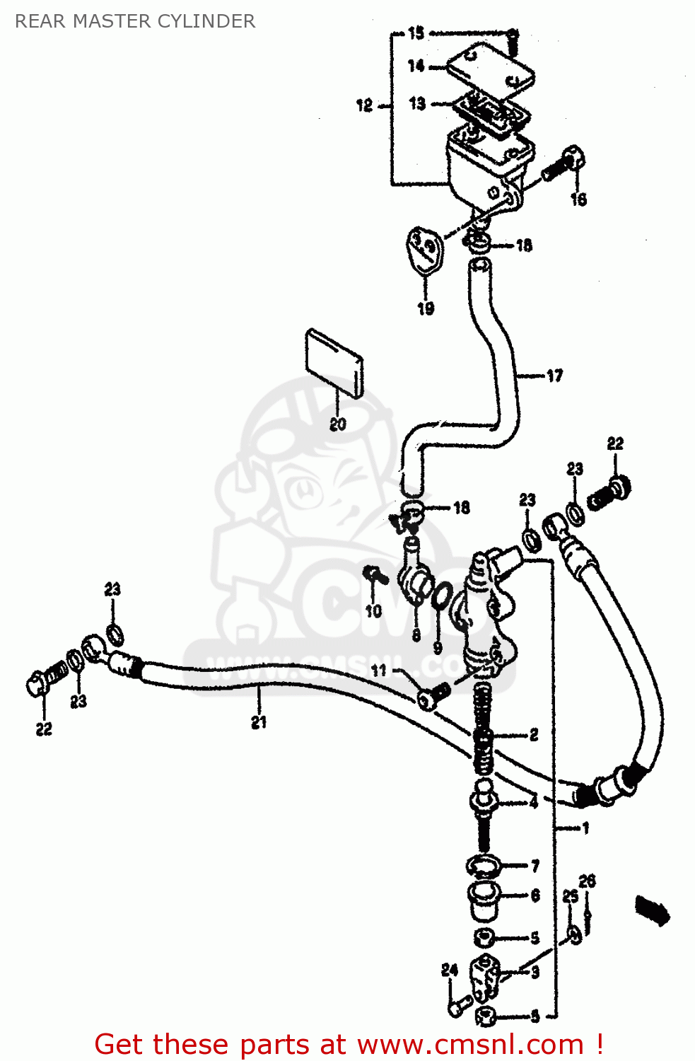 REAR MASTER CYLINDER GSXR1100 1992 (N) (E01 E02 E04 15 16 17 18 21 22 24 25 34 39 53)