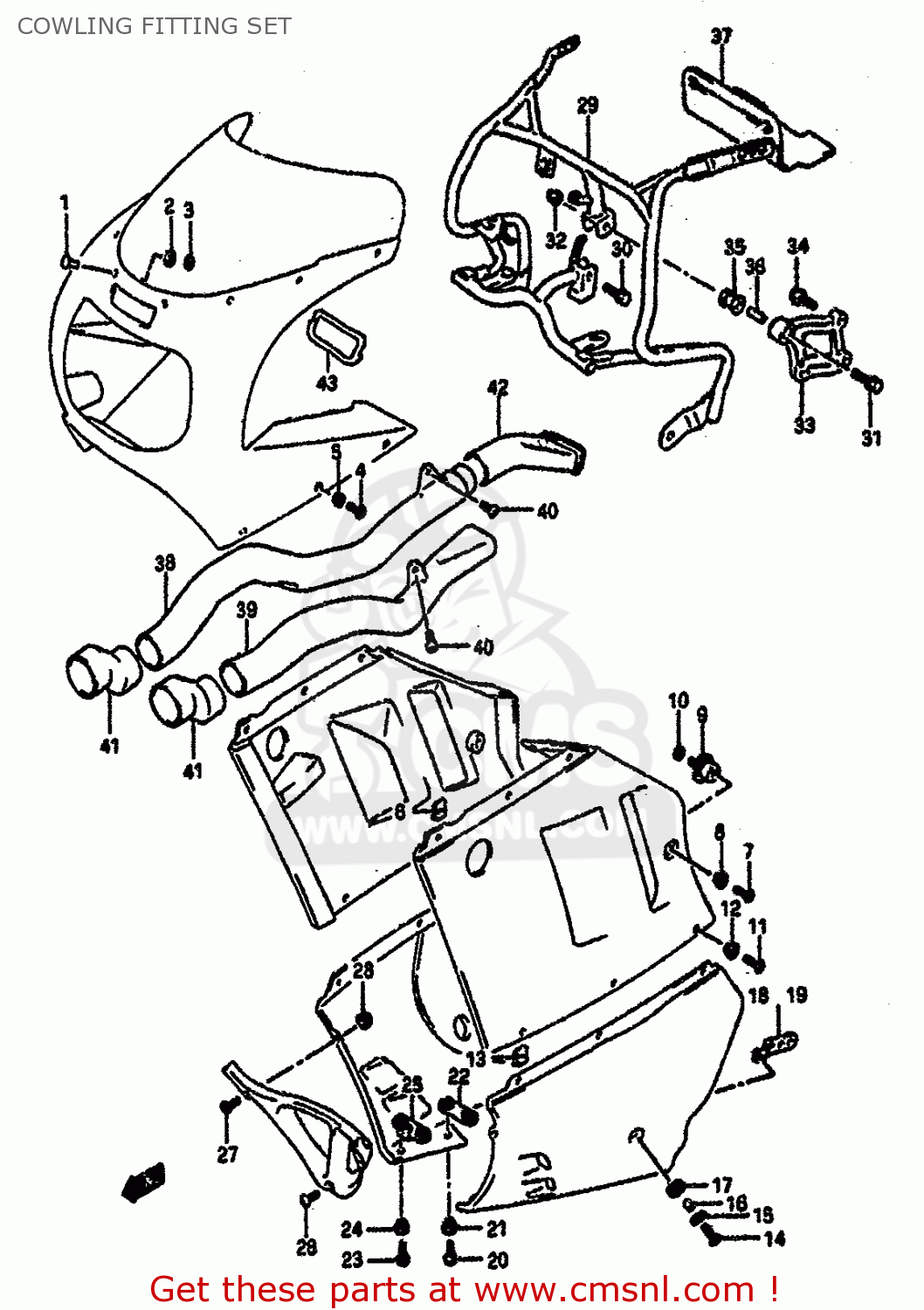 COWLING FITTING SET GSXR1100 1992 (N) (E01 E02 E04 15 16 17 18 21 22 24 25 34 39 53)