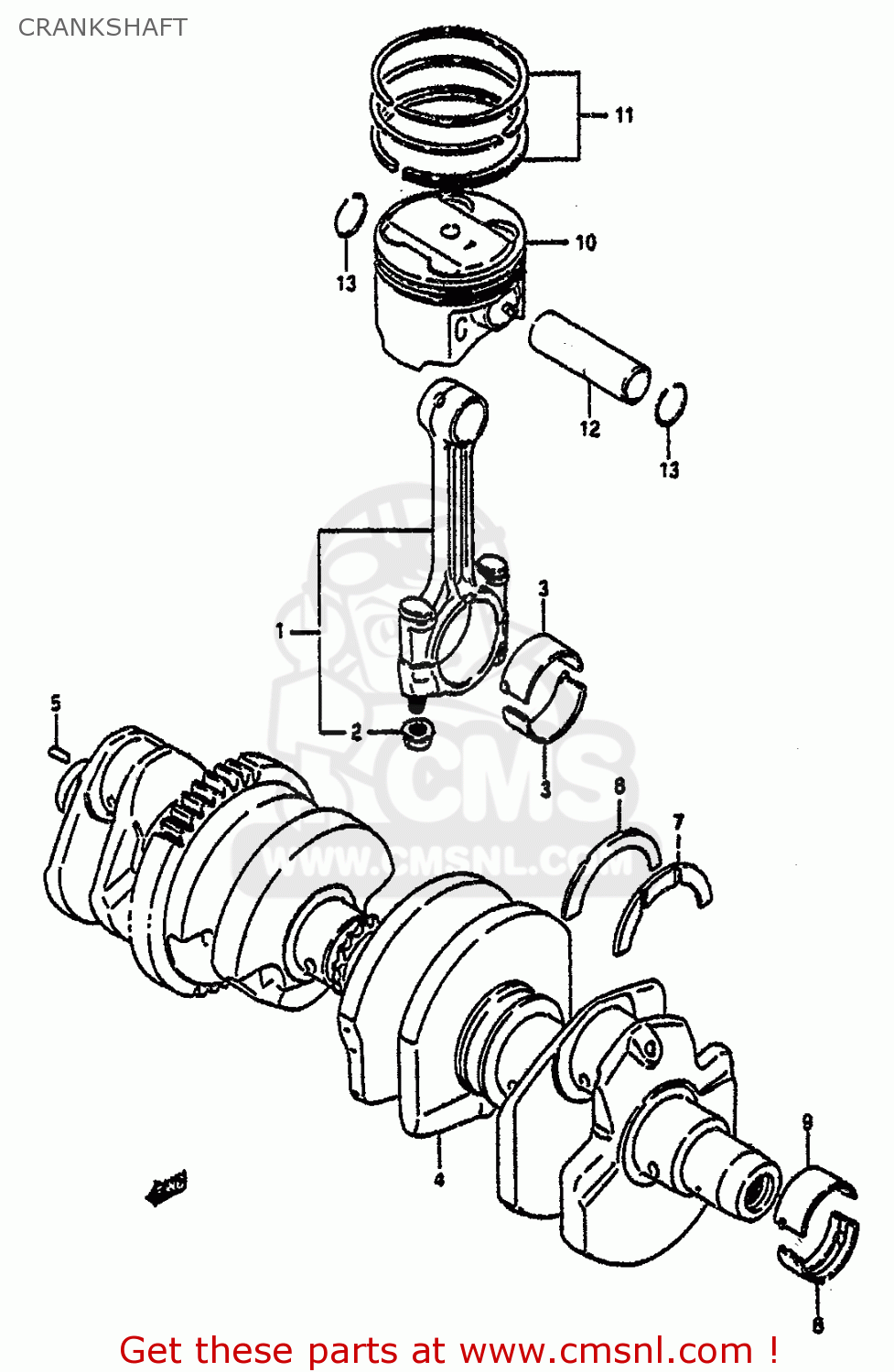 CRANKSHAFT GSXR1100 1992 (N) (E01 E02 E04 15 16 17 18 21 22 24 25 34 39 53)