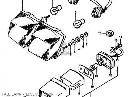 TAIL LAMP - LICENSE LAMP - GSXR1100 1992 (N) (E01 E02 E04 15 16 17 18 21 22 24 25 34 39 53)