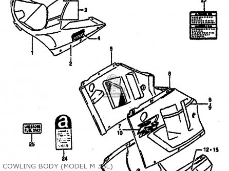 COWLING BODY (MODEL M 3SL) - GSXR1100 1992 (N) (E01 E02 E04 15 16 17 18 21 22 24 25 34 39 53)