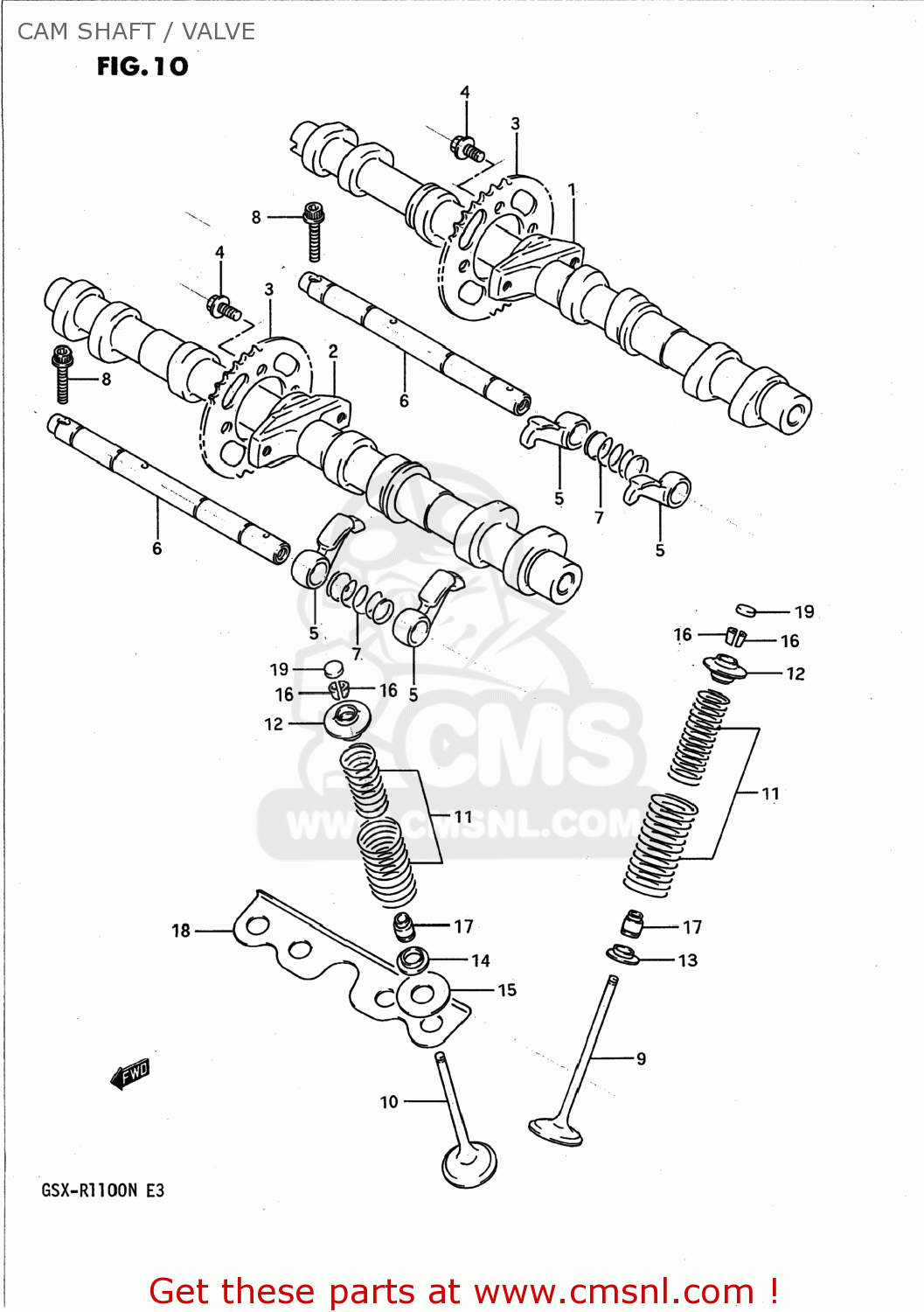 CAM SHAFT / VALVE GSXR1100 1992 (N) USA (E03)