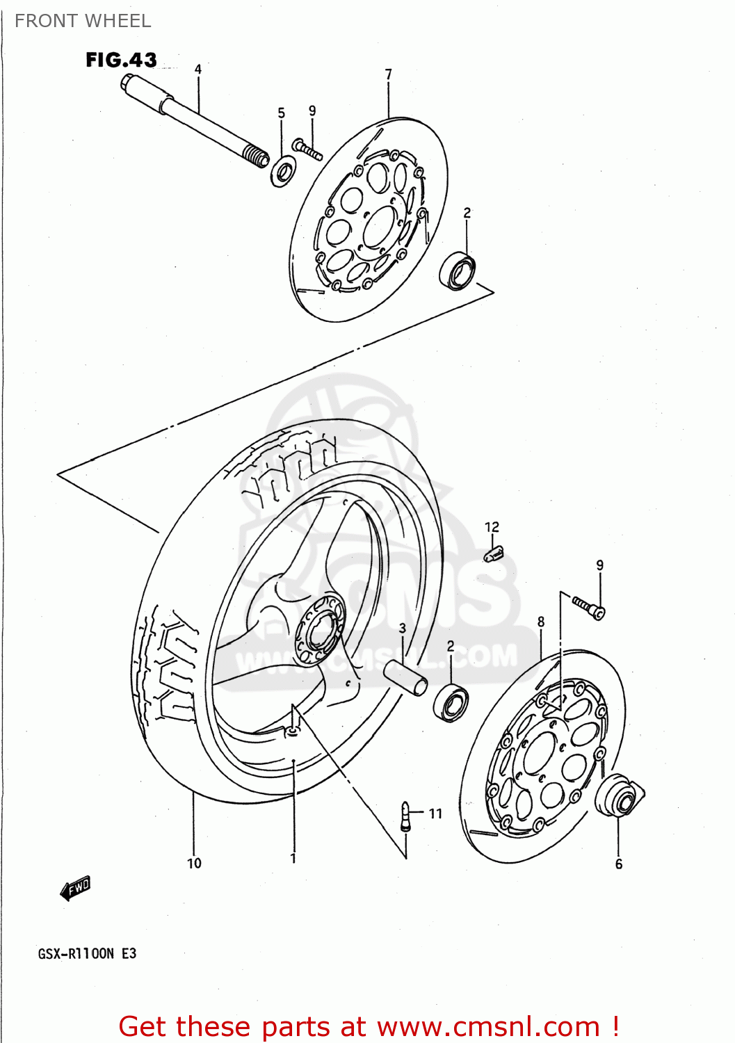 FRONT WHEEL GSXR1100 1992 (N) USA (E03)