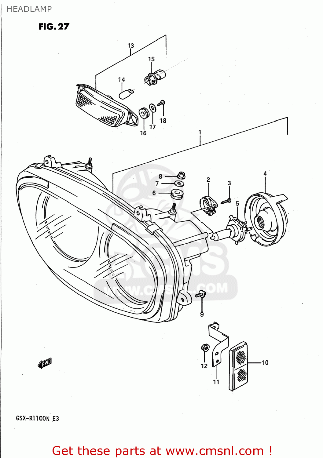 HEADLAMP GSXR1100 1992 (N) USA (E03)
