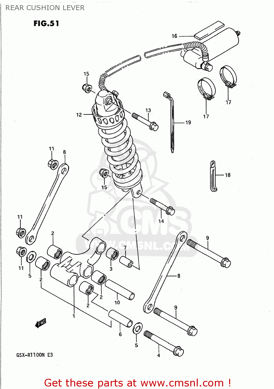 REAR CUSHION LEVER GSXR1100 1992 (N) USA (E03)