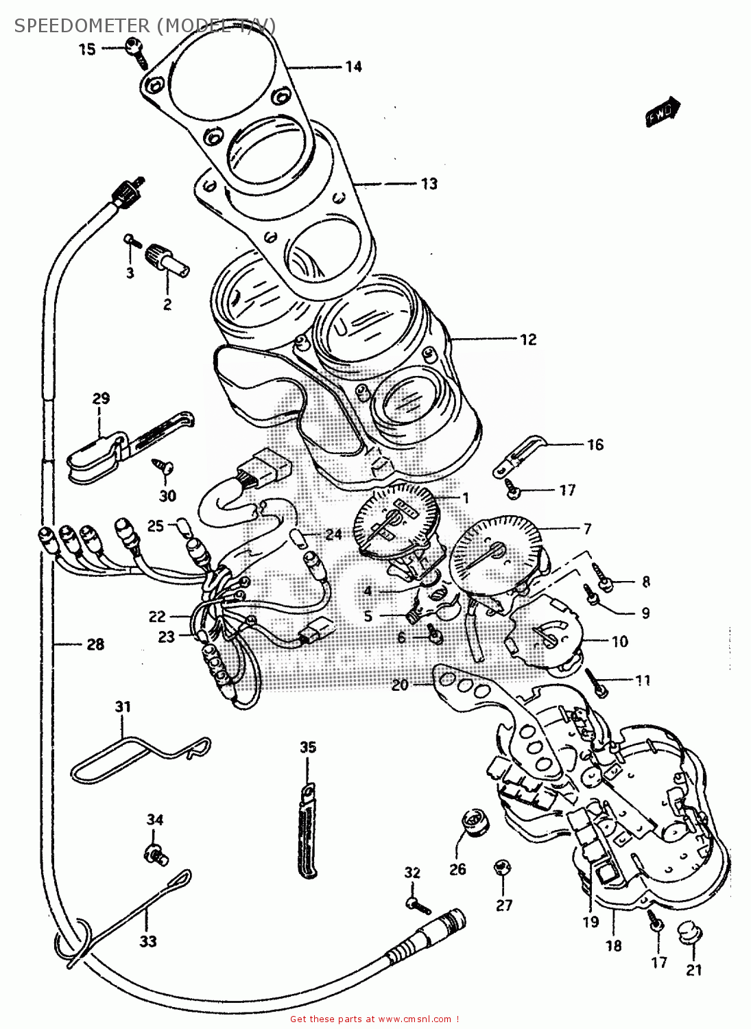 SPEEDOMETER (MODEL T/V) GSXR1100W 1993 (P) (E01 E02 E04 E15 E17 18 21 22 24 25 34 39 53)