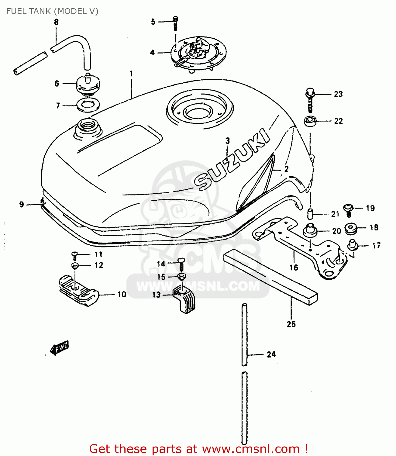 FUEL TANK (MODEL V) GSXR1100W 1993 (P) (E01 E02 E04 E15 E17 18 21 22 24 25 34 39 53)