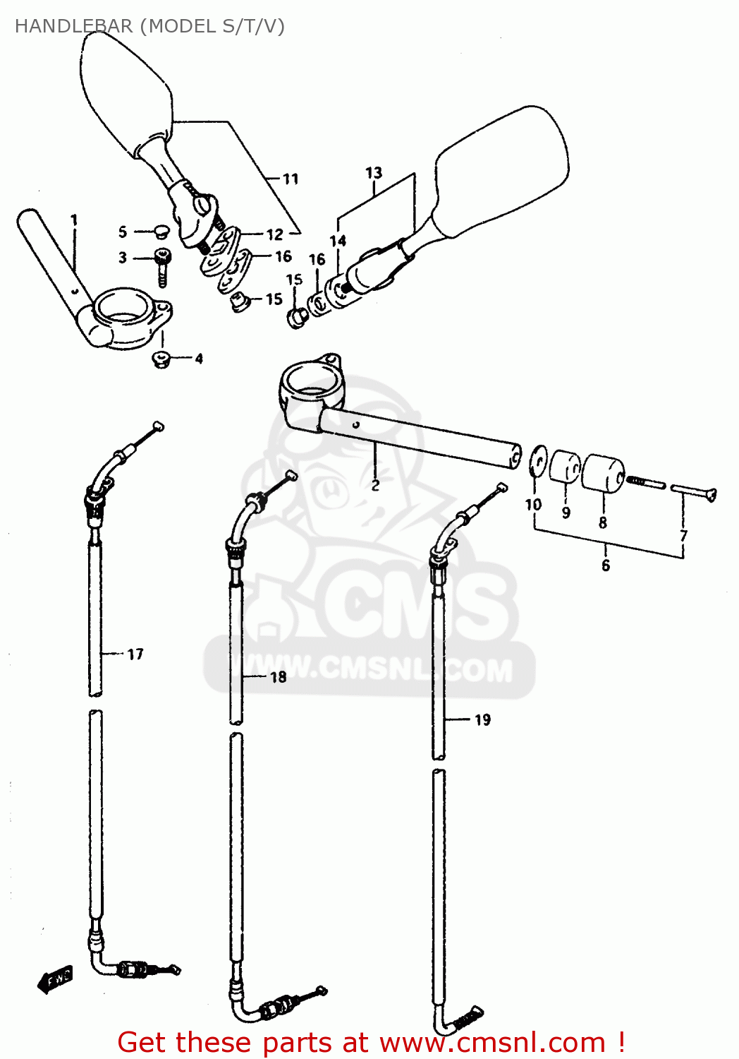 HANDLEBAR (MODEL S/T/V) GSXR1100W 1993 (P) (E01 E02 E04 E15 E17 18 21 22 24 25 34 39 53)