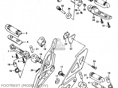 FOOTREST (MODEL S/T/V) - GSXR1100W 1993 (P) (E01 E02 E04 E15 E17 18 21 22 24 25 34 39 53)