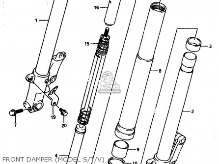FRONT DAMPER (MODEL S/T/V) - GSXR1100W 1993 (P) (E01 E02 E04 E15 E17 18 21 22 24 25 34 39 53)